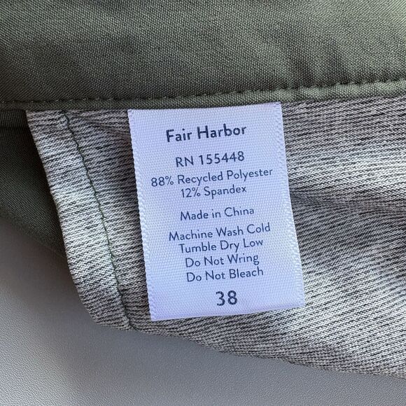 Fair Harbor Midway Shorts Men 38 Golf Performance Stretch Green Elastic Waist - Picture 5 of 7